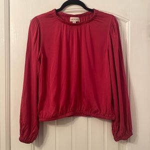 Cloth and stone long sleeve banded top in berryfizz size medium